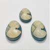 6 Vintage Blue Resin Lady Pony Tail Head 30x22mm. Oval Cameos W91 view 4