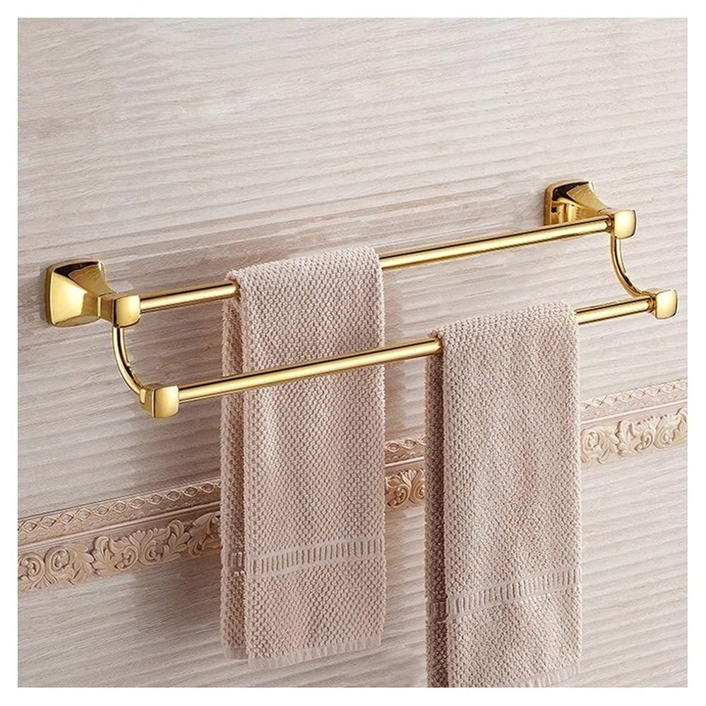 ZTBH Bathroom Hardware Sets Bath Hardware Sets, Bathroom Towel Rack, Paper Holder, Toilet Brush Holder, Towel Hanger, Hooks Bathroom Hardware Towel Set (Color : Double Towel bar)