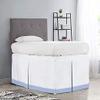 100% Egyptian Cotton, 800 Thread Count, White/Light Blue Split Corner Two Tone Tailored Dorm Room Bed Skirt with Three Side Coverage - Twin XL Size (39" x 80"+ 36" inch) view 1