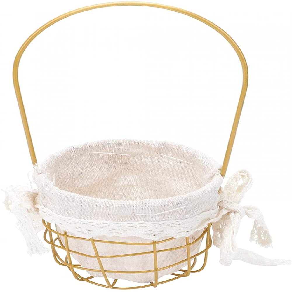YRHH Wedding Flower Basket with Metal Rack Fruit Bread Basket with Liner Food Storage Baskets Desktop Arrangement Basket Succulent Flower Pot