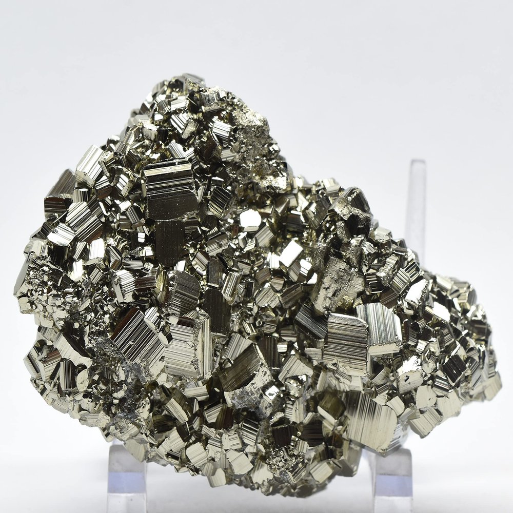 3.5" Pyrite Cubes Cluster Natural Sparkling Mineral Geode Fool's Gold Crystal Stone Specimen - Peru