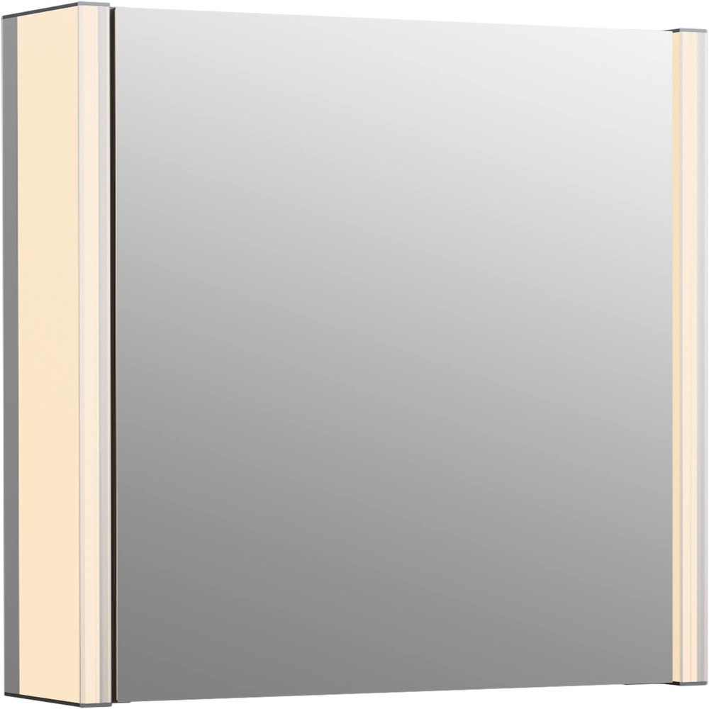Kohler K-81144-SLE-DA1 Maxstow Medicine Cabinet with LED Light, Mirror Door & Staggered Shelves, Rectangular Frame, 17" x 24"