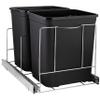 Double Pull-Out Trash Can for Cabinet - Set of Two 9 Gal / 36 qt Supported  Heavy-Duty Chrome, Smooth Slide with Trash Bag Storage - Requires 21.75" Cabinet Opening (Bin Not Included) view 1