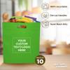 DISCOUNT PROMOS 10 Exhibition Tote Bags Set - Customizable Text, Logo - Non-woven, Soft, Recyclable, Reusable - Lime Green 15"X16"2.5", Die-cut Handles view 2