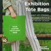 DISCOUNT PROMOS 10 Exhibition Tote Bags Set - Customizable Text, Logo - Non-woven, Soft, Recyclable, Reusable - Lime Green 15"X16"2.5", Die-cut Handles view 4