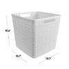 Curver Set of 4 Large Cube 17L Jute Decorative Plastic Organization and Storage Baskets - Perfect Bins for Home Office, Closet Shelves, Kitchen Pantry and All Bedroom Essentials, White view 2