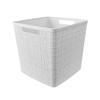 Curver Set of 4 Large Cube 17L Jute Decorative Plastic Organization and Storage Baskets - Perfect Bins for Home Office, Closet Shelves, Kitchen Pantry and All Bedroom Essentials, White view 3
