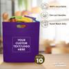 DISCOUNT PROMOS 10 Exhibition Tote Bags Set - Customizable Text, Logo - Non-woven, Soft, Recyclable, Reusable - Purple 15"X16"2.5", Die-cut Handles view 2