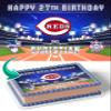 Cakecery Reds Baseball Edible Cake Image Topper Personalized Birthday Cake Banner 1/4 Sheet view 1