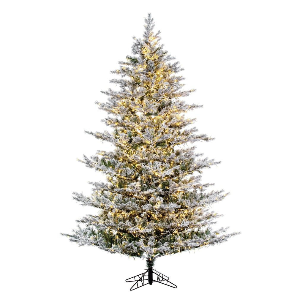 Vickerman 9' x 66" Flocked Kiana Artificial Christmas Tree, 3mm LED Color Changing Lights