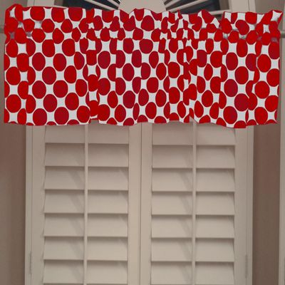 lovemyfabric Large Dots & Circles Cotton Valance Window Treatment Modern Home Dcor Bedroom Kitchen Living Room Classroom Cabin Diner Hotel RV Window Treatment 58" Wide (24" Tall, Red on White)