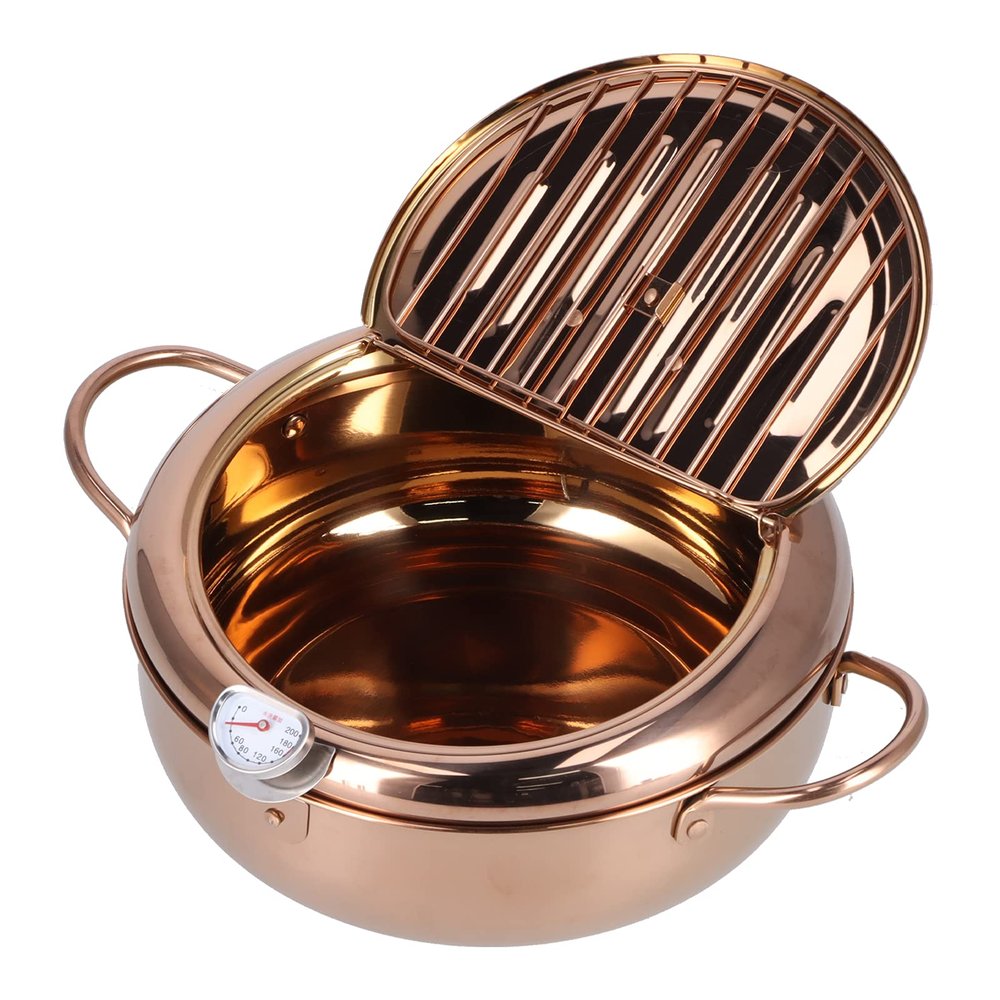 Deep Fryer, Stainless Steel with Thermostat Control Removable Basket, 3.4L Capacity Oil Drip Rack, for Chicken French Fries