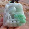 gojade Certified Green 100% Burma Natural A Jade jadeite Pendant Mandarin Duck Lotus Flower Ruyi Peach  453218 GS view 2