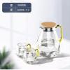 1.5L Diamond Texture Glass Teapot Set Hot Cold Water Water Jug Transparent Coffee Pot Home Water Carafe Heat-resistant Teapot Se (1 teapot 2 tea cup) view 2