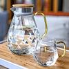 1.5L Diamond Texture Glass Teapot Set Hot Cold Water Water Jug Transparent Coffee Pot Home Water Carafe Heat-resistant Teapot Se (1 teapot 2 tea cup) view 3