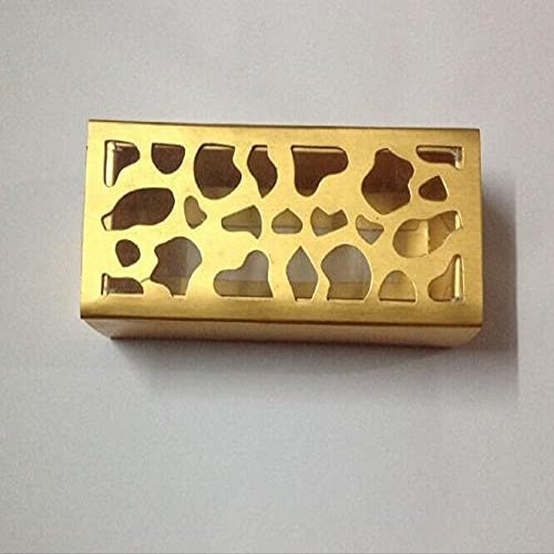 Crysdaralovebi 20pcs/lot Cookie Package Gold Color Strip Hollow Macarons Box, Cake Box, Chocolate, Muffin Biscuits Box Baking Package (A)