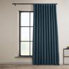 HPD Half Price Drapes - Faux Linen Curtains for Living Room (1 Panel) - 100W X 96L - Extra Wide Textured Room Darkening Curtains for Bedroom 96 Inches Long - Drapes for Home Decor, Story Blue view 1