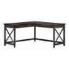 Atlin Designs L Shaped Farmhouse Wood Desk in Dark Gray Hickory view 1