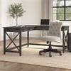 Atlin Designs L Shaped Farmhouse Wood Desk in Dark Gray Hickory view 2