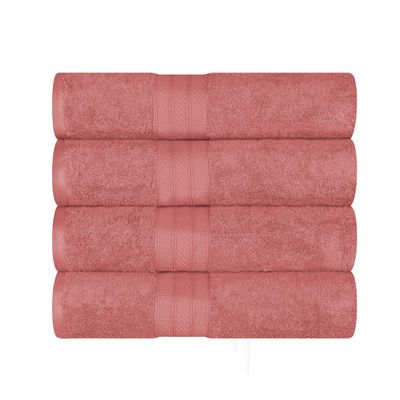 700 GSM Premium Quality Long Staple Combed Cotton Bath Towels Set, 4-Piece Single Ply Highly Absorbent Towels for Bathroom, Kitchen, Hotel & Spa Lush, Durable Quick Dry, Blush
