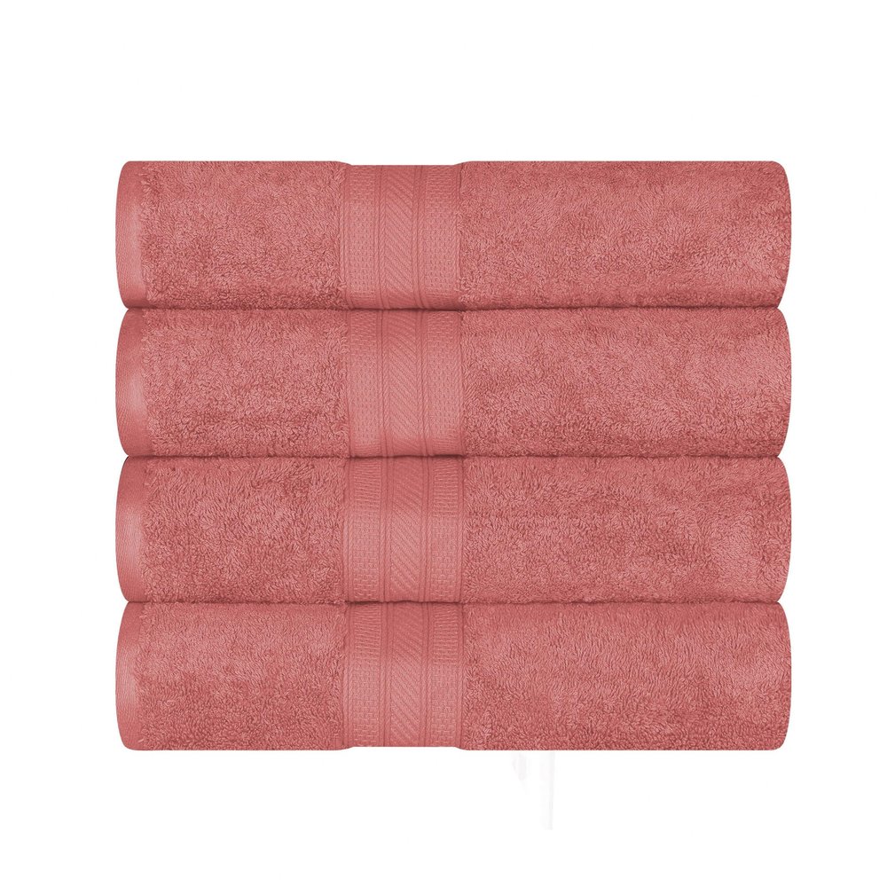 700 GSM Premium Quality Long Staple Combed Cotton Bath Towels Set, 4-Piece Single Ply Highly Absorbent Towels for Bathroom, Kitchen, Hotel & Spa Lush, Durable Quick Dry, Blush