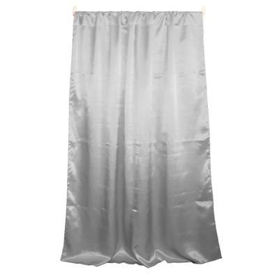 lovemyfabric Shiny Satin Solid Single Curtain Panel Window Drapery Home Decoration Photography Backdrop Convention Booth Background Bedroom Kitchen Window Treatment (36" Tall, Silver)