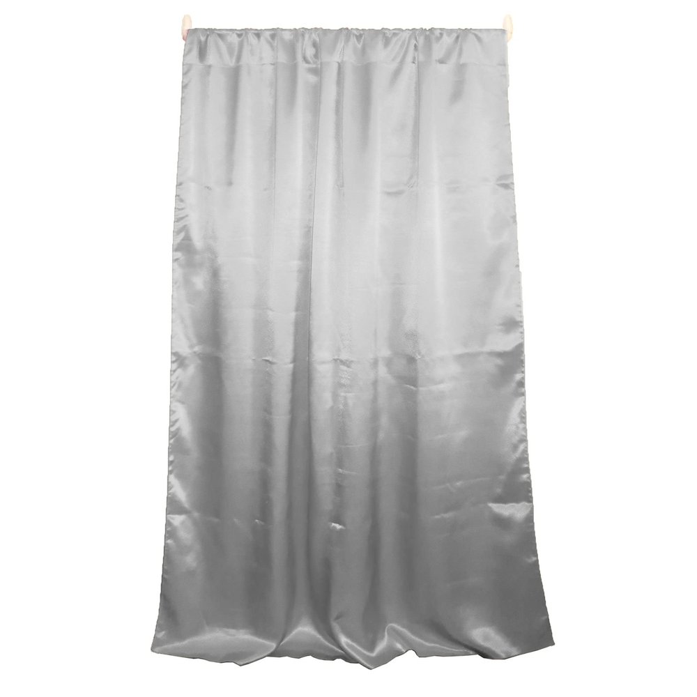 lovemyfabric Shiny Satin Solid Single Curtain Panel Window Drapery Home Decoration Photography Backdrop Convention Booth Background Bedroom Kitchen Window Treatment (36" Tall, Silver)