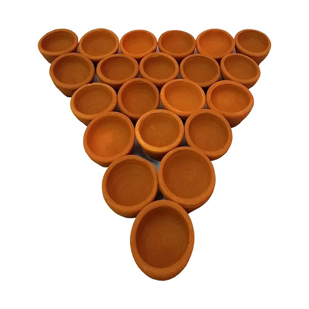 101 Pc Diwali Diya/Diya Batti Earthen Clay/Mitti ke Diye Diya for Pooja Diwali Decor Home Decor Navratri Pooja DHL Express