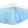Cotton King Wrap Around 800 TC Egyptian Cotton Elastic Ruffle Bed Skirt 16 Inches Drop Length Easy Fit Fade Resistant Hotel Quality, Sky Blue, Full XXL (54 x 84) Inches view 1