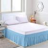Cotton King Wrap Around 800 TC Egyptian Cotton Elastic Ruffle Bed Skirt 16 Inches Drop Length Easy Fit Fade Resistant Hotel Quality, Sky Blue, Full XXL (54 x 84) Inches view 3
