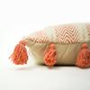 American Art Decor Hand-Woven Boho Moroccan Decorative Accent Square Small Throw Pillow with Tassels & Removable Cover for Bohemian Sofa, Couch, Bed, Living Room, Bedroom - Orange/Peach, 17" x 17" view 3