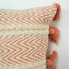 American Art Decor Hand-Woven Boho Moroccan Decorative Accent Square Small Throw Pillow with Tassels & Removable Cover for Bohemian Sofa, Couch, Bed, Living Room, Bedroom - Orange/Peach, 17" x 17" view 4