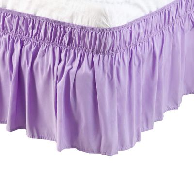 Cotton King Wrap Around 800 TC Egyptian Cotton Elastic Ruffle Bed Skirt 19 Inches Drop Length Easy Fit Fade Resistant Hotel Quality, Lavender, Short King (72 x 76) Inches