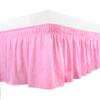 Cotton King Wrap Around 800 TC Egyptian Cotton Elastic Ruffle Bed Skirt 19 Inches Drop Length Easy Fit Fade Resistant Hotel Quality, Pink, King (76 x 80) Inches view 1