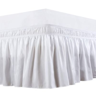 Cotton King Wrap Around 800 TC Egyptian Cotton Elastic Ruffle Bed Skirt 16 Inches Drop Length Easy Fit Fade Resistant Hotel Quality, White, Short King (72 x 76) Inches