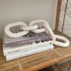 Hanlin Wood Chain Link Decor - Hand Carved Boho Decorative Chain, Farmhouse Decor, Sustainable Pine, Coffee Table Shelf for Home Living Room (White) view 2