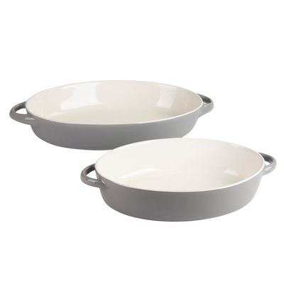 10 Strawberry Street Sienna Oval 13" and 10.5" Bakeware Set, Gray