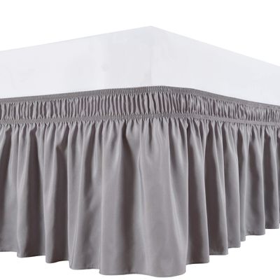 Cotton King Wrap Around 800 TC Egyptian Cotton Elastic Ruffle Bed Skirt 16 Inches Drop Length Easy Fit Fade Resistant Hotel Quality, Silver Gray, Full (54 x 75) Inches