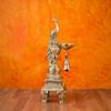 SHIVAJI ARTS Brass Diya, 27 cm Peacock Design Brass Oil Lamp Stand with Bell, Traditional Indian Oil Lamps, Brass Decorative Diyas, Home Temple Decor. view 2