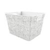 Curver Set of 4 Large V Baskets Decorative Plastic Organization and Storage Basket, White with Tweed Pattern view 2