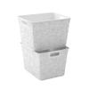 Curver Set of 4 Large V Baskets Decorative Plastic Organization and Storage Basket, White with Tweed Pattern view 3