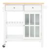 SAFAVIEH Home Collection Locklyn White/Natural 2-Drawer Storage Trolley Kitchen Cart with Wheels view 1