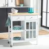 SAFAVIEH Home Collection Locklyn White/Natural 2-Drawer Storage Trolley Kitchen Cart with Wheels view 2