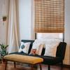 MOOD Custom Bamboo Shades | Twirl | Cordless Bamboo Roman Shades for Windows and Doors (Natural Woven) | Twirl Maple (Sheer) | 63.5" W X 72" H view 1