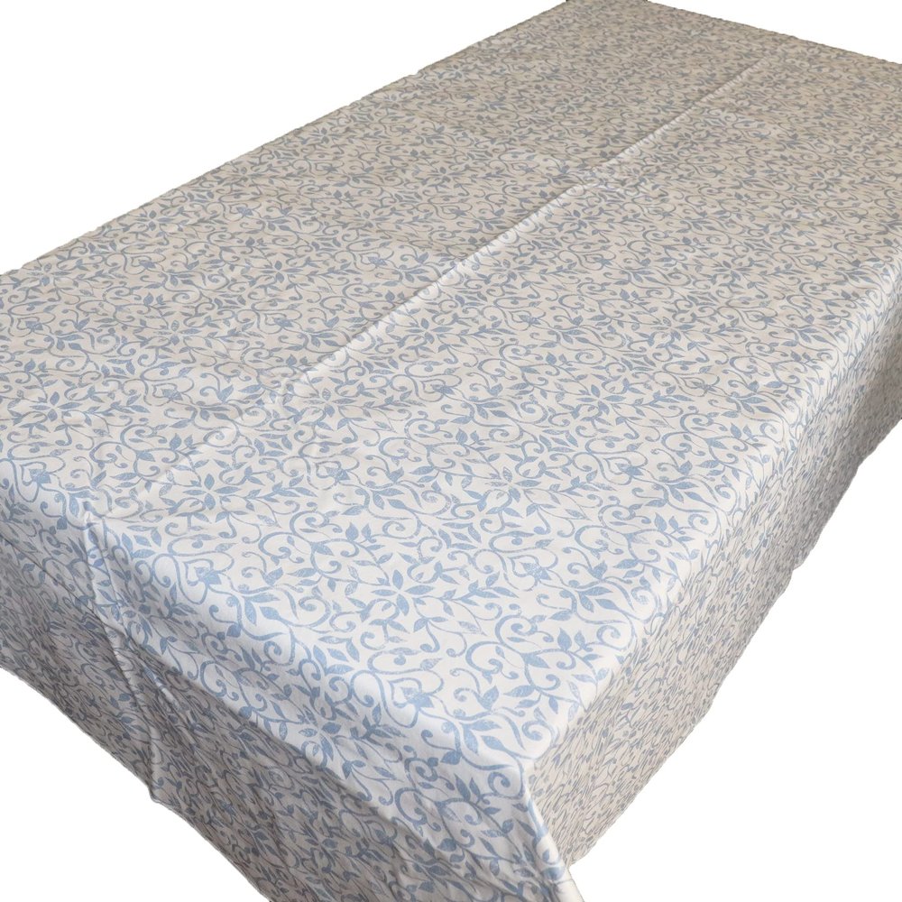 lovemyfabric PVC Plastic Tablecloth/Table Cover with Nonslip Flannel Backing Kitchen Picnic Outdoor Table Dcor (36"x36", Floral Vines Blue)