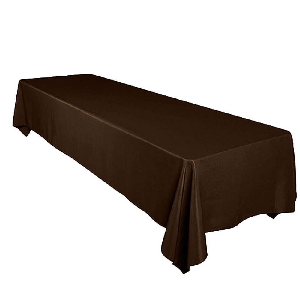 lovemyfabric Shiny Satin Solid Tablecloth for Holiday Picnic Party Wedding Special Events Banquet and Family Dinner (58"x90", Brown)