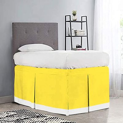 100% Egyptian Cotton, 800 Thread Count, Yellow Split Corner Two Tone Tailored Dorm Room Bed Skirt with Three Side Coverage in - Twin XL Size (39" x 80"+ 52" inch)
