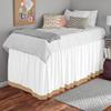 100% Egyptian Cotton, 800 Thread Count, White/Taupe Split Corner Two Tone Ruffle Dorm Room Bed Skirt with Three Side Coverage in - Twin XL Size (39" x 80"+ 60" inch) view 1