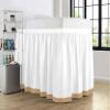 100% Egyptian Cotton, 800 Thread Count, White/Taupe Split Corner Two Tone Ruffle Dorm Room Bed Skirt with Three Side Coverage in - Twin XL Size (39" x 80"+ 60" inch) view 4