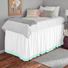 100% Egyptian Cotton, 800 Thread Count, White/Aqua Blue Split Corner Two Tone Ruffle Dorm Room Bed Skirt with Three Side Coverage in - Full Size (54" x 80"+ 60" inch) view 1